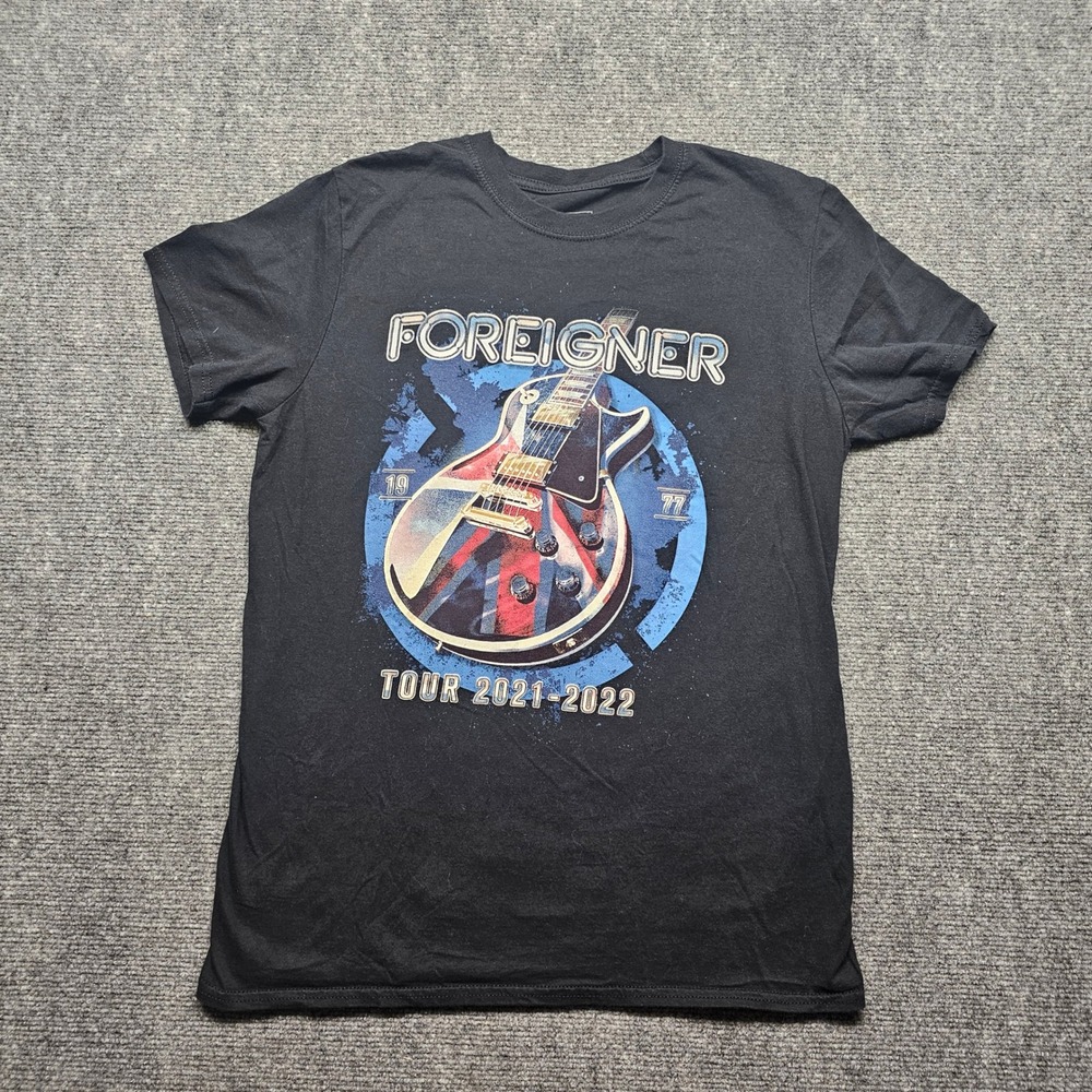 Foreigner Tour 2021-2022 Band T-Shirt Mens Medium Black Guitar Graphic USA Made